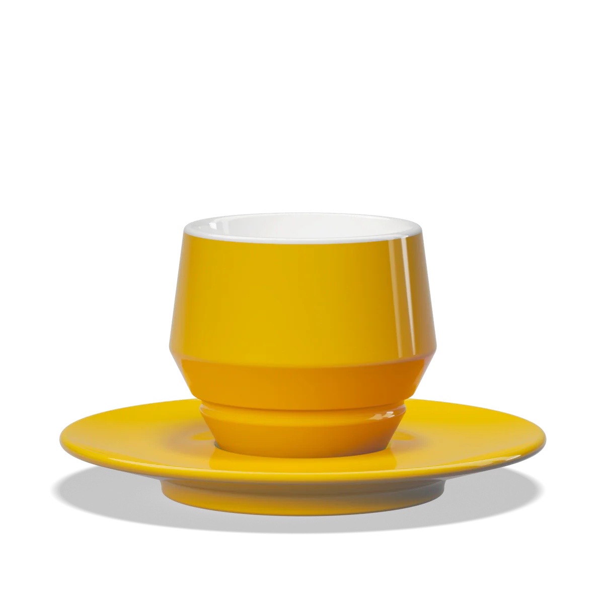 Lavazza Maniko cappuccino šoljica sa tacnom, Ambra žuta, bočni prikaz Lavazza Maniko cappuccino šoljica sa tacnom, Ambra žuta, bočni prikaz