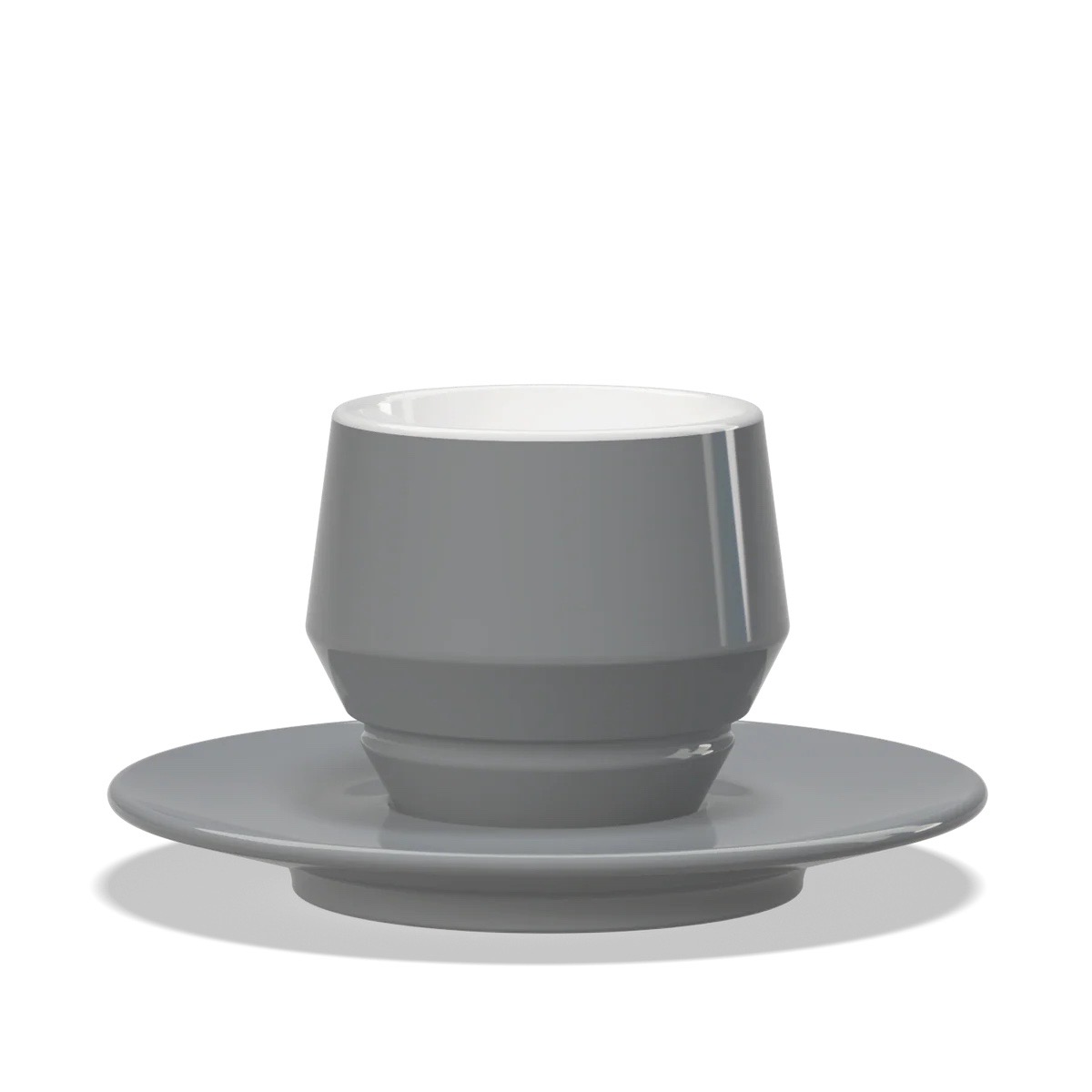 Lavazza Maniko cappuccino šoljica sa tacnom, Nickel siva, bočni prikaz Lavazza Maniko cappuccino šoljica sa tacnom, Nickel siva, bočni prikaz