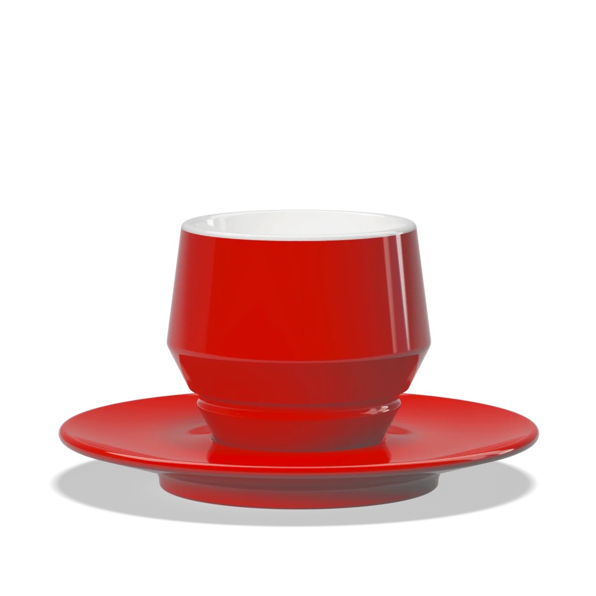 Lavazza Maniko cappuccino šoljica sa tacnom, Rosso crvena, bočni prikaz Lavazza Maniko cappuccino šoljica sa tacnom, Rosso crvena, bočni prikaz