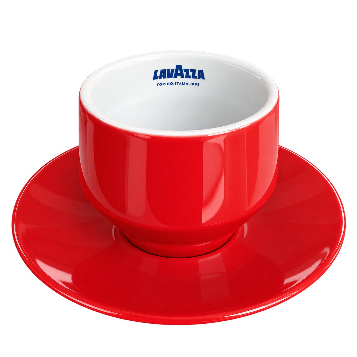 Lavazza Maniko cappuccino šoljica sa tacnom, Rosso crvena Lavazza Maniko cappuccino šoljica sa tacnom, Rosso crvena